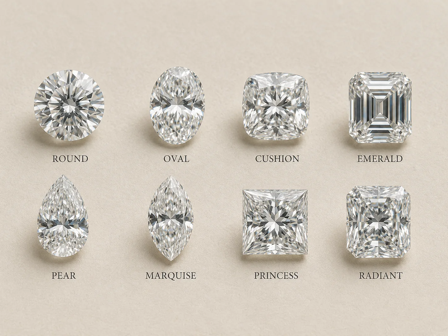 Comparison of popular diamond shapes for engagement rings.