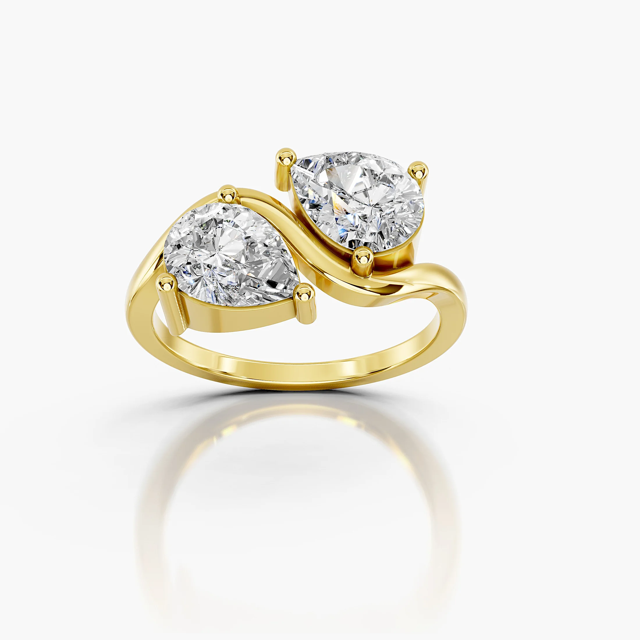 RG042087 pear-shaped Toi Moi two-stone engagement ring in yellow gold, view A