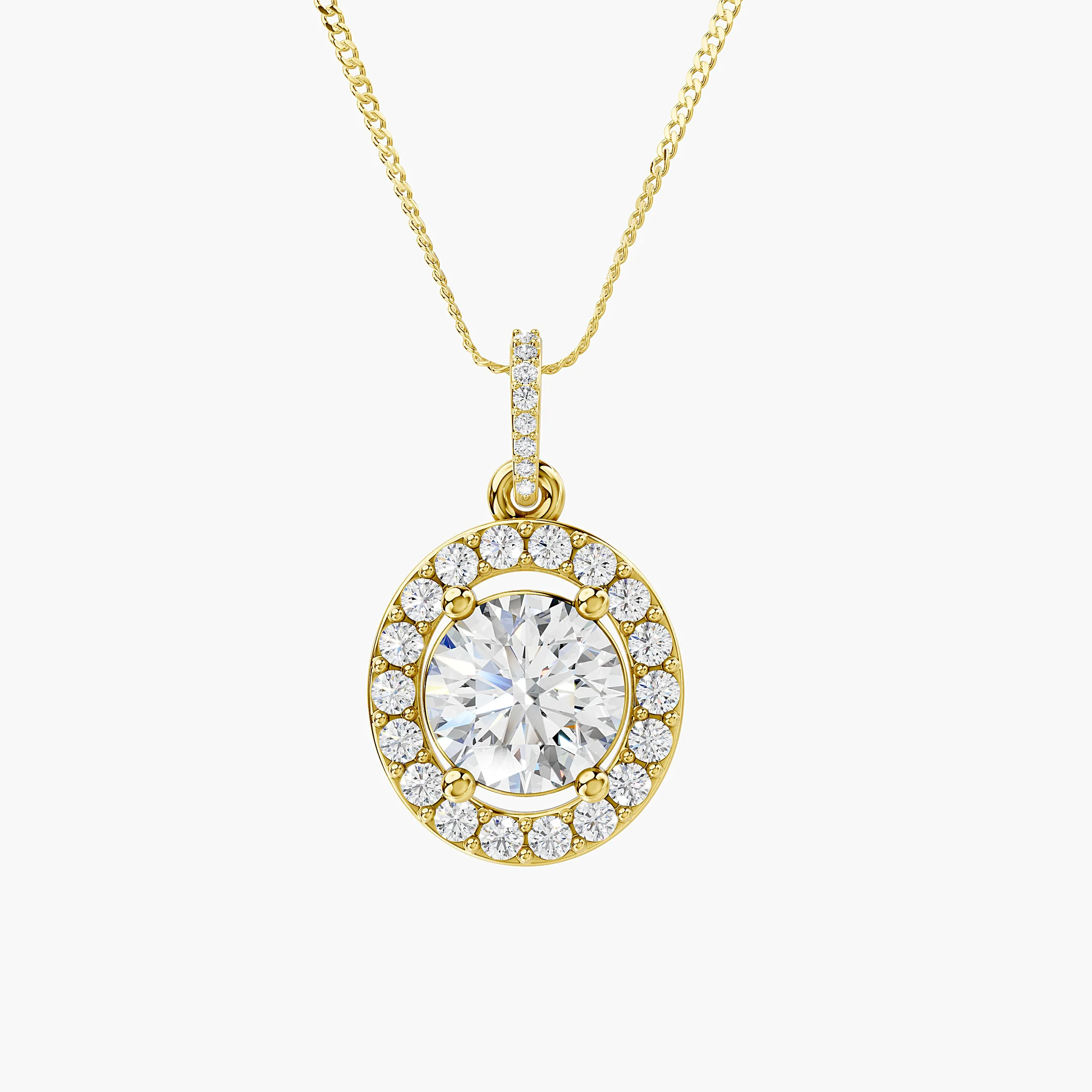 Round Diamond Halo Pendant with Diamond Bail