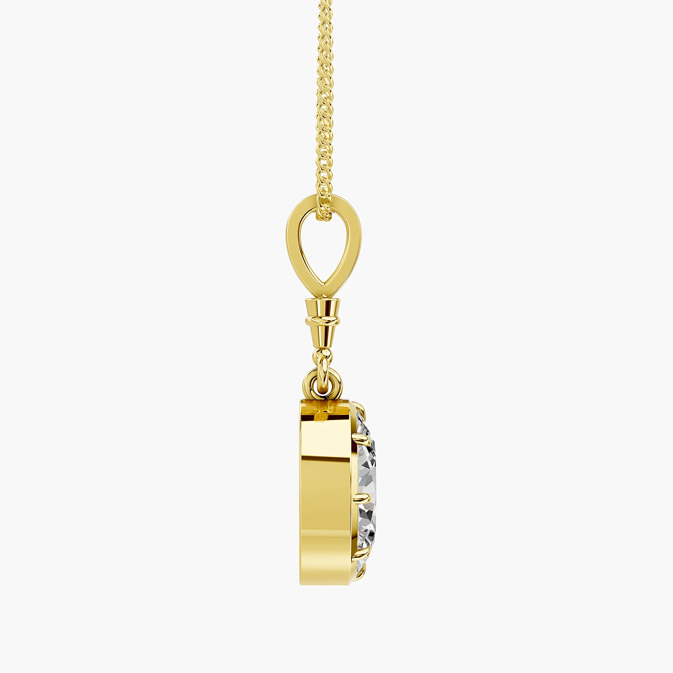 Oval Diamond Framed Solitaire Pendant