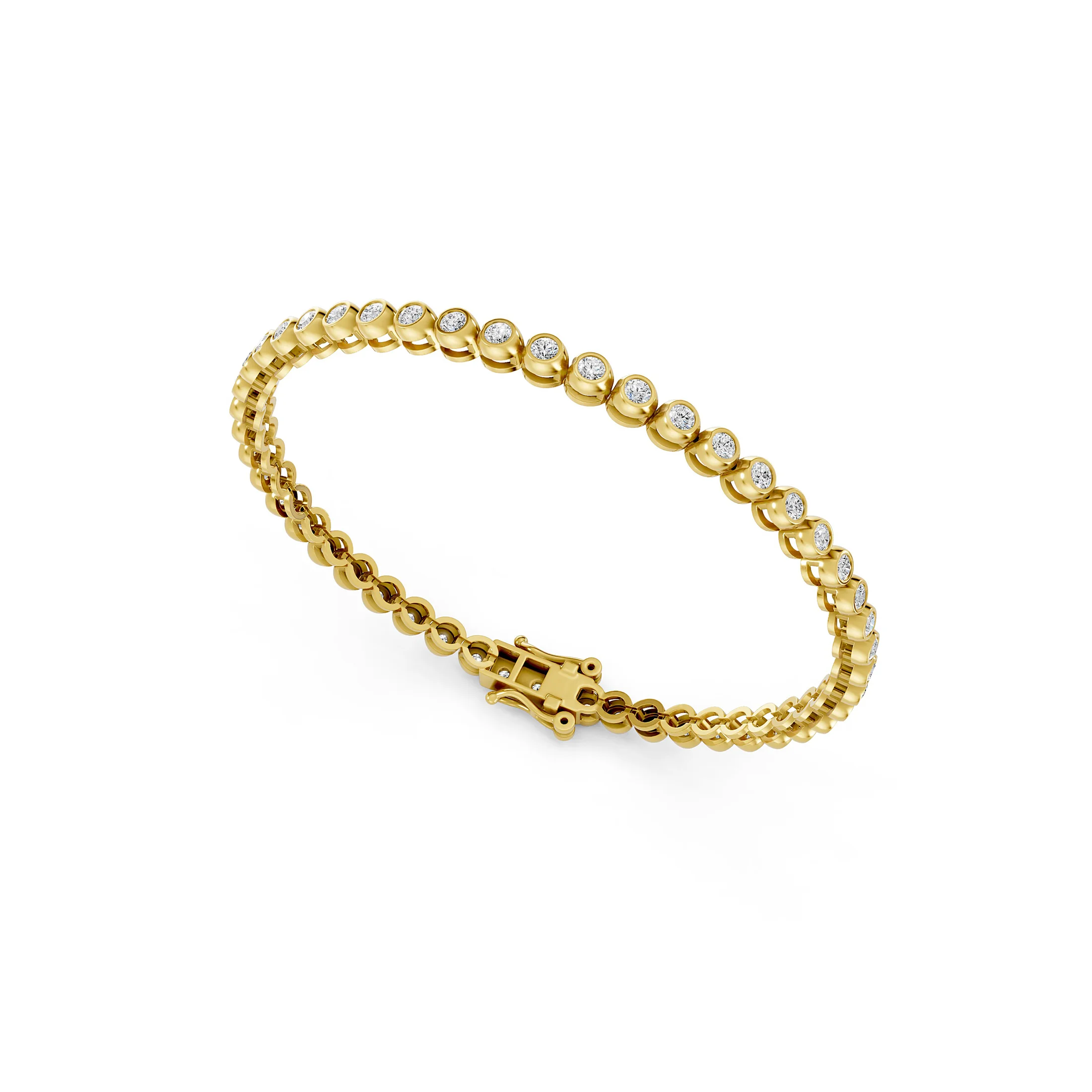 Orbit Bezel-Set Diamond Tennis Bracelet
