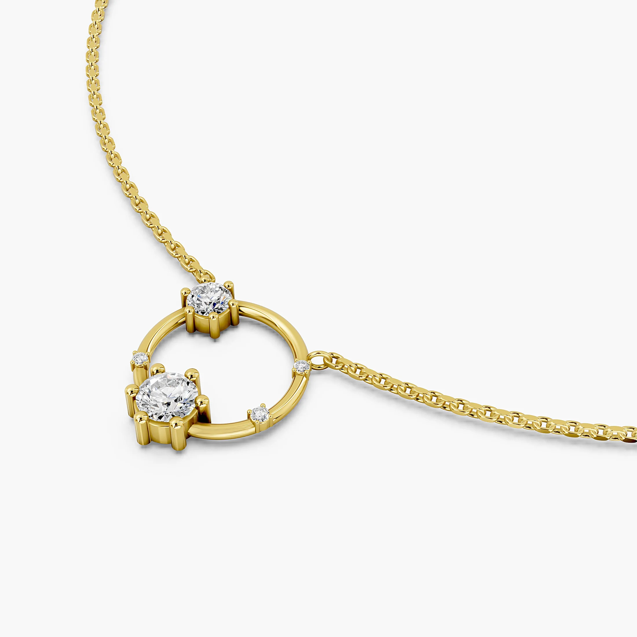 Graduated Diamond Open-Circle Necklace