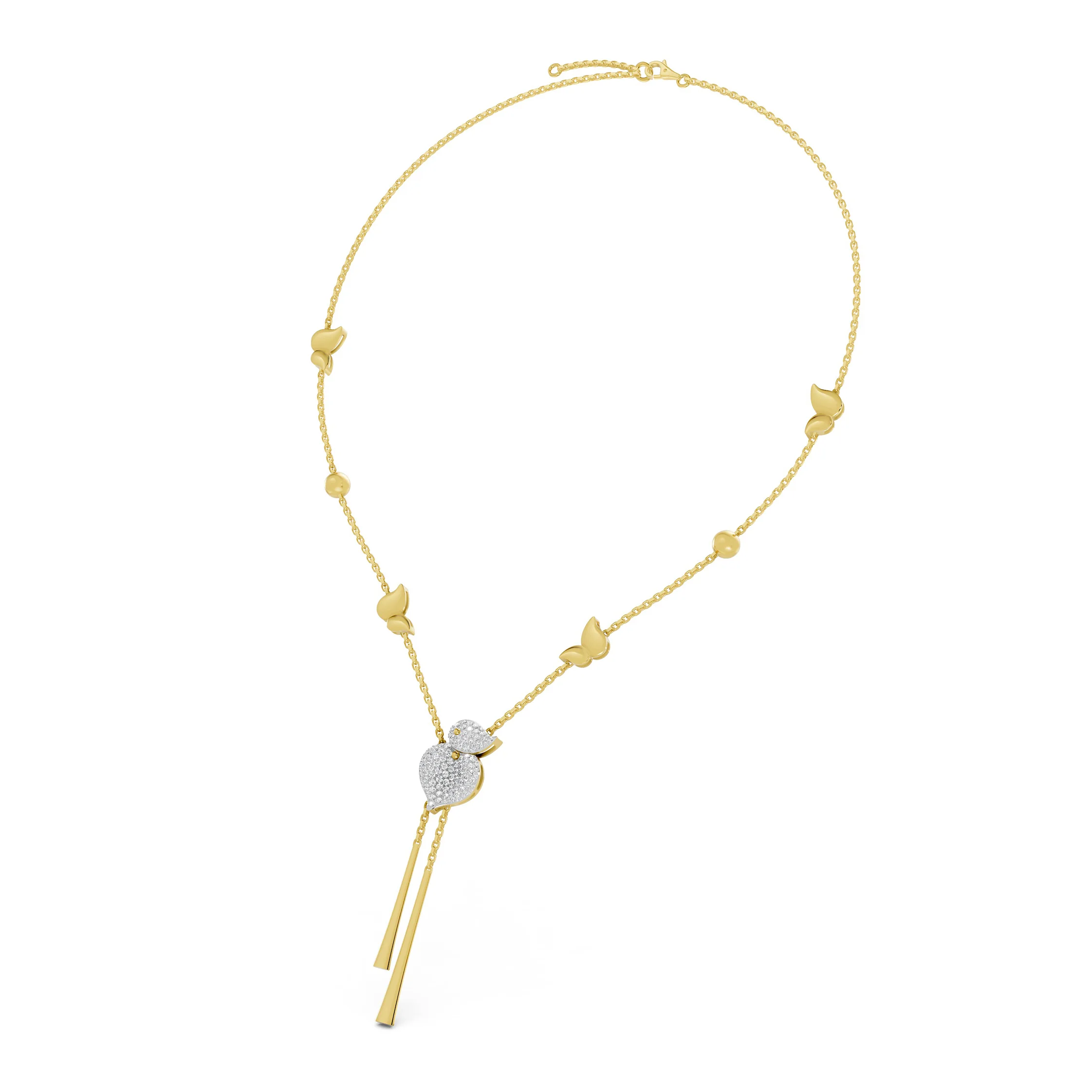 Diamond Leaf Tassel Lariat Necklace