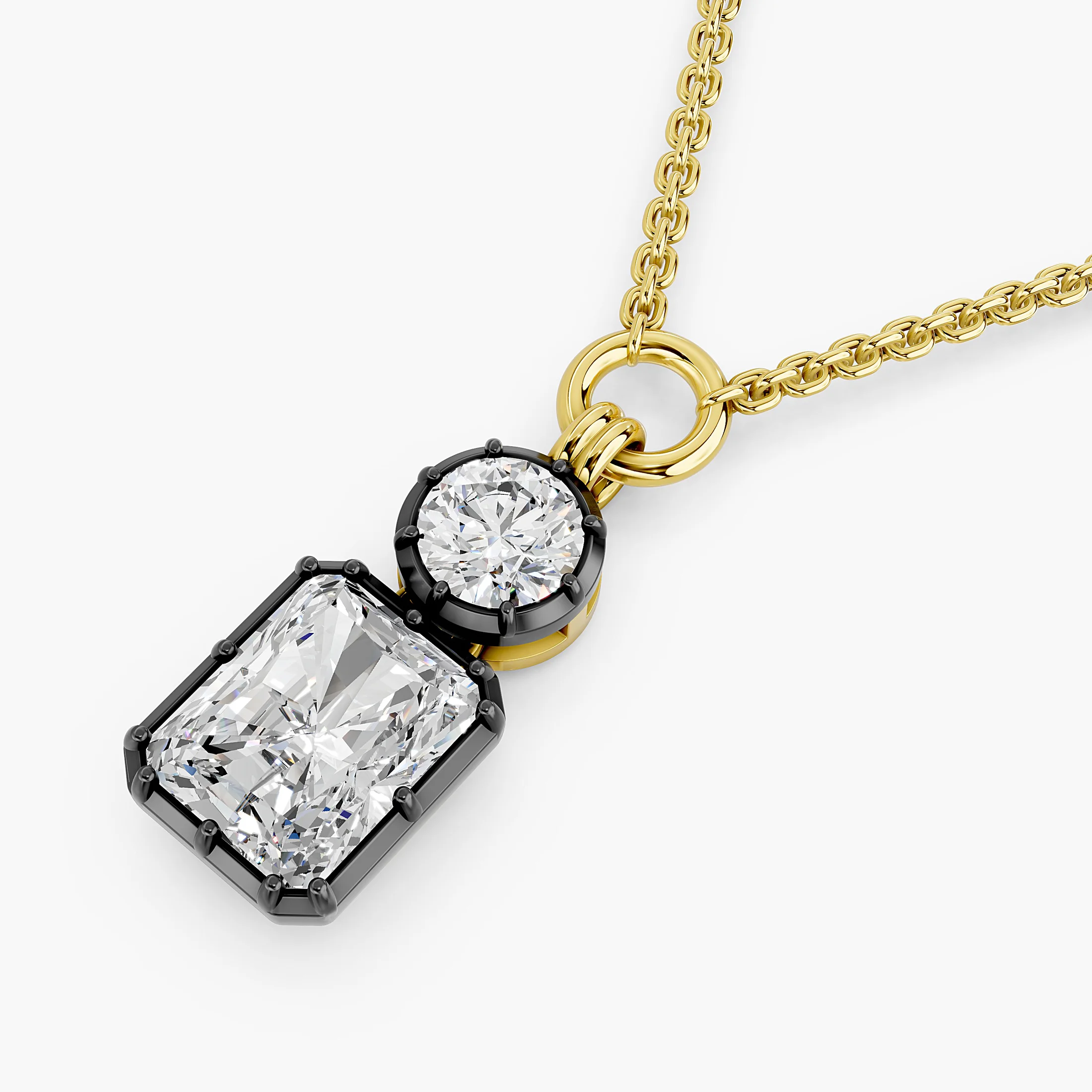Round and Radiant Two-Stone Diamond Pendant
