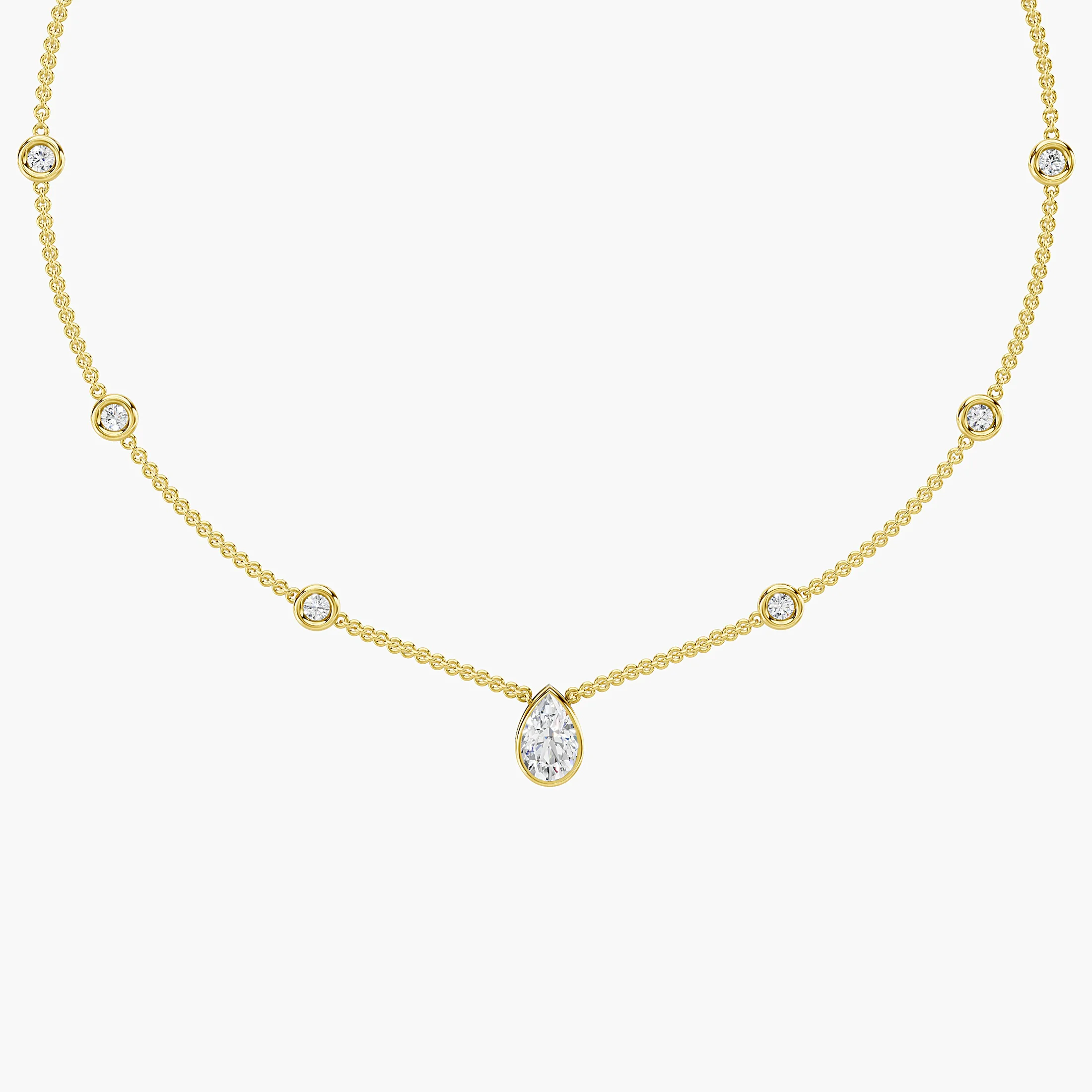 Pear Drop Diamond Station Necklace