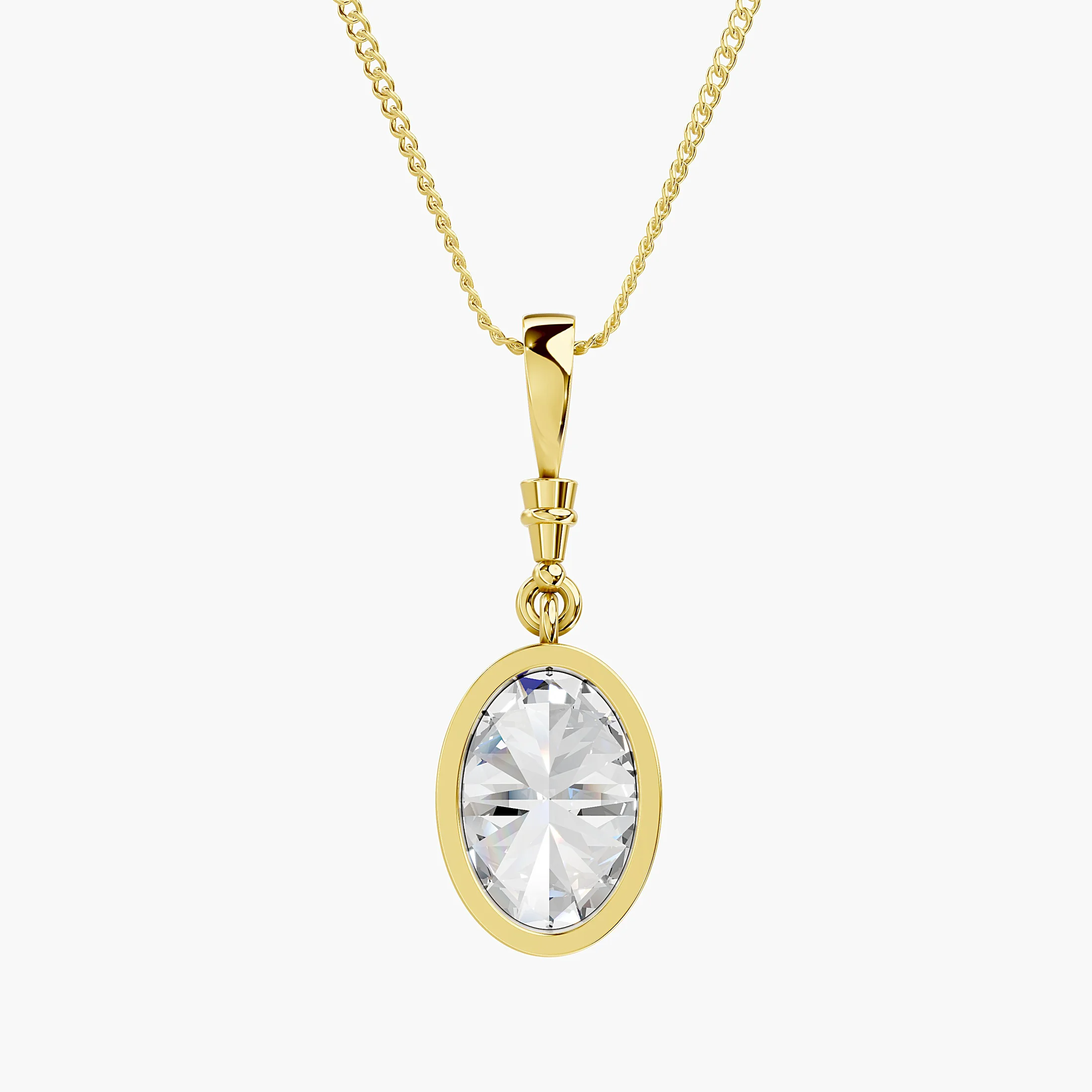 Oval Diamond Framed Solitaire Pendant