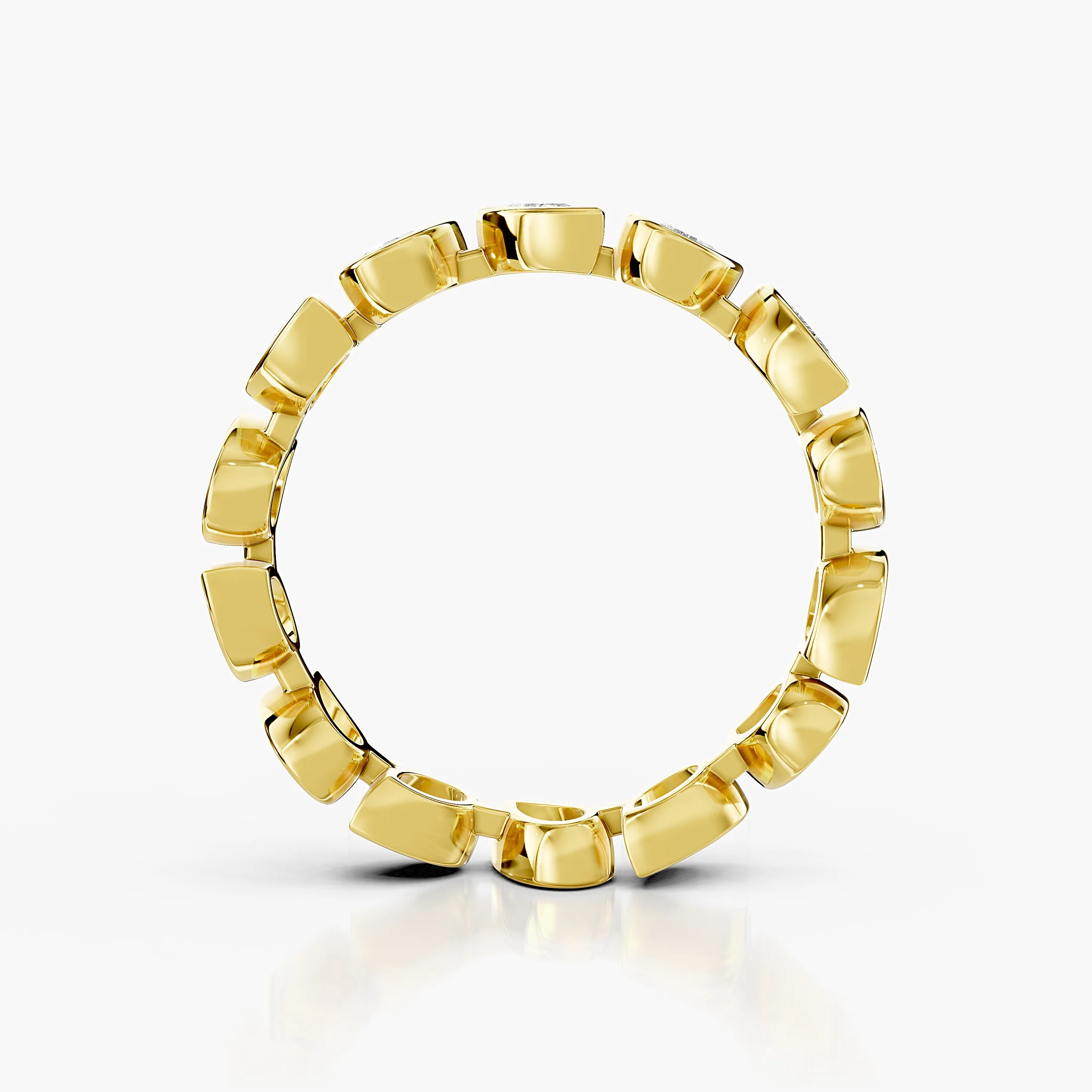 Alternating pear-shaped lab-grown diamond full-eternity ring with sculptural bezel settings