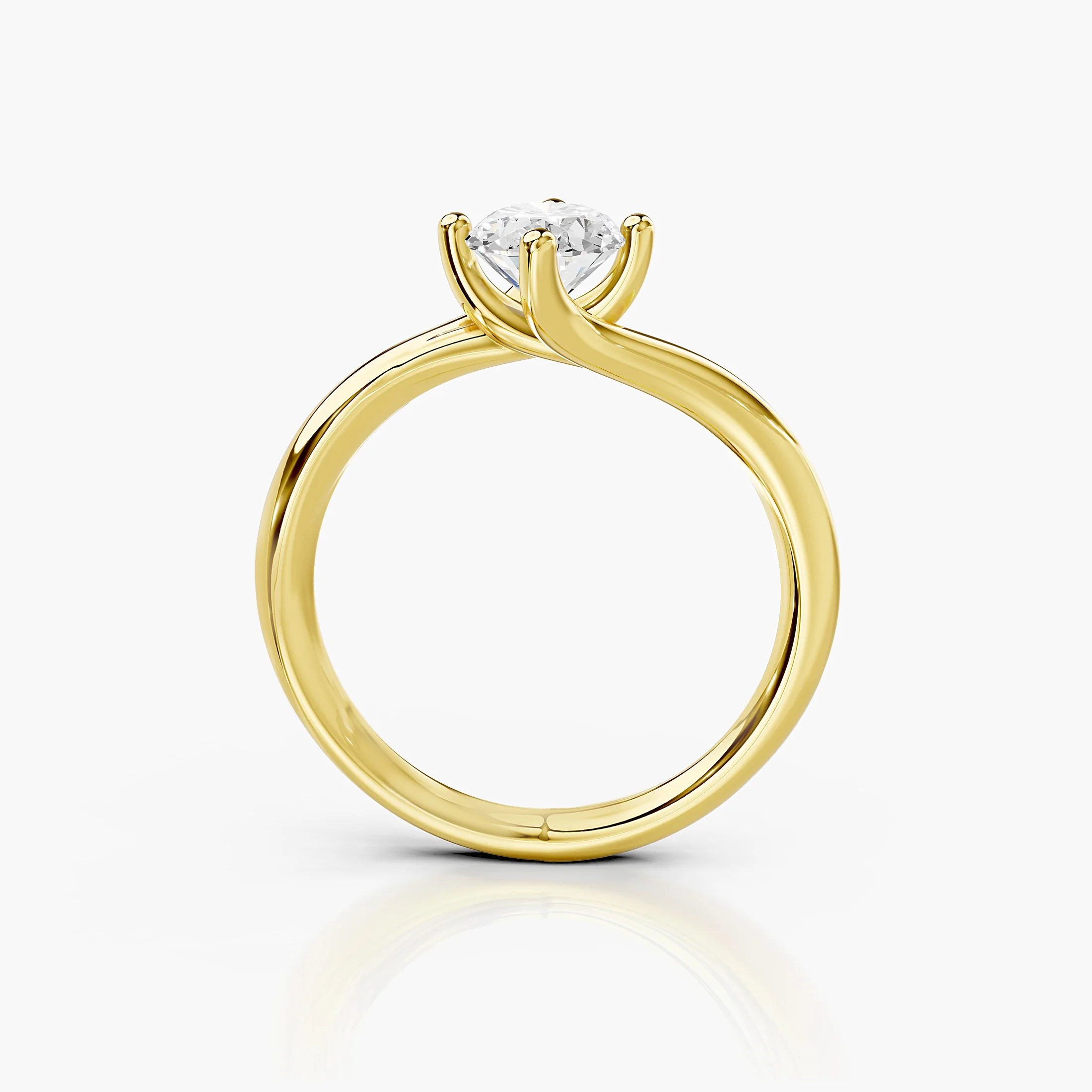 Aveline oval solitaire engagement ring with a four-prong center setting and smooth polished band.