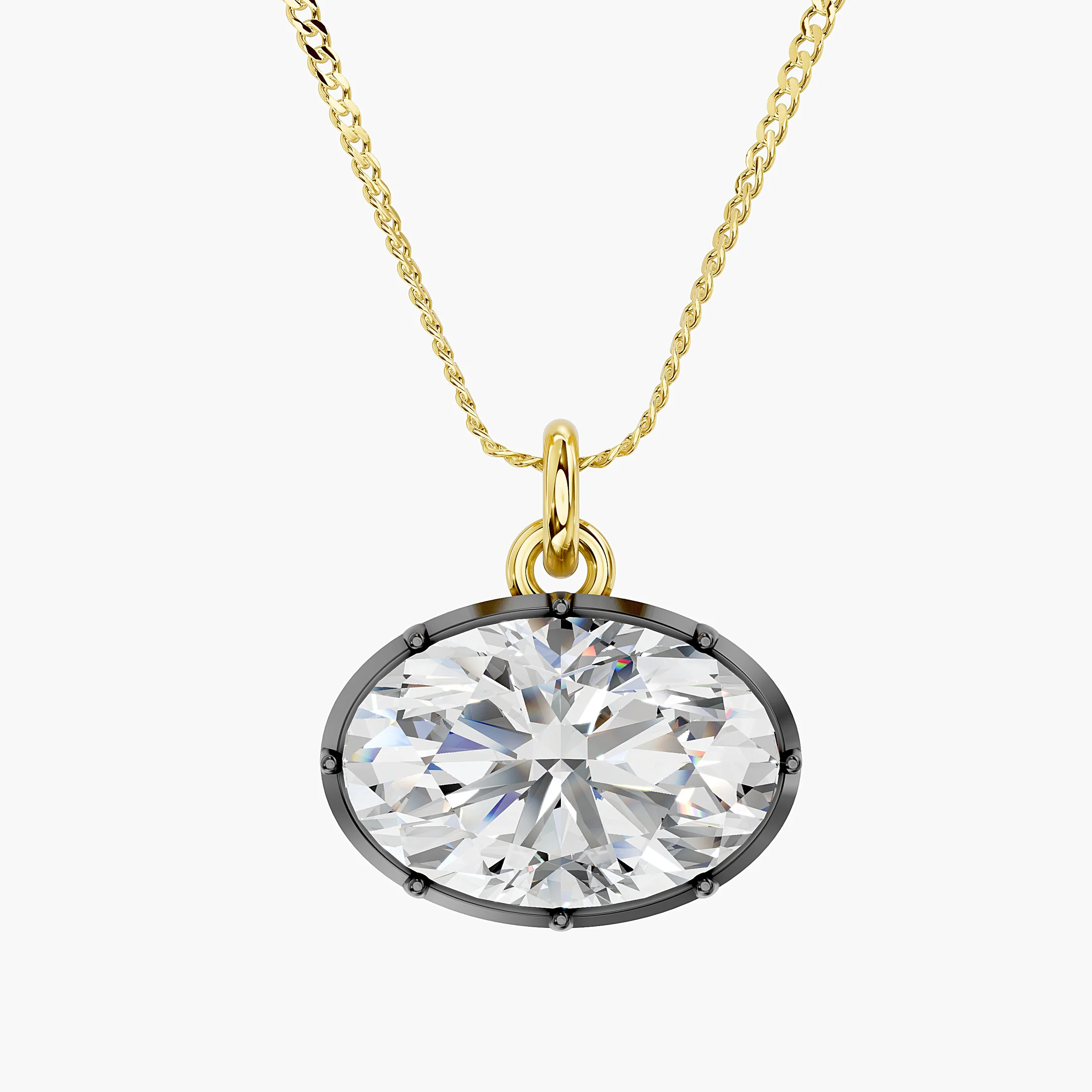 East-West Oval Diamond Bezel Pendant