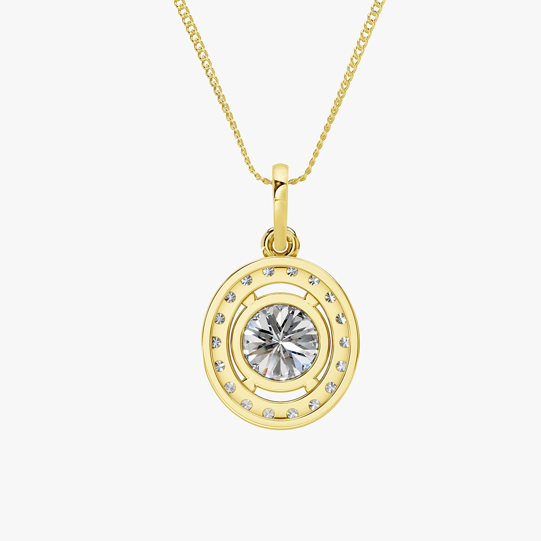 Round Diamond Halo Pendant with Diamond Bail