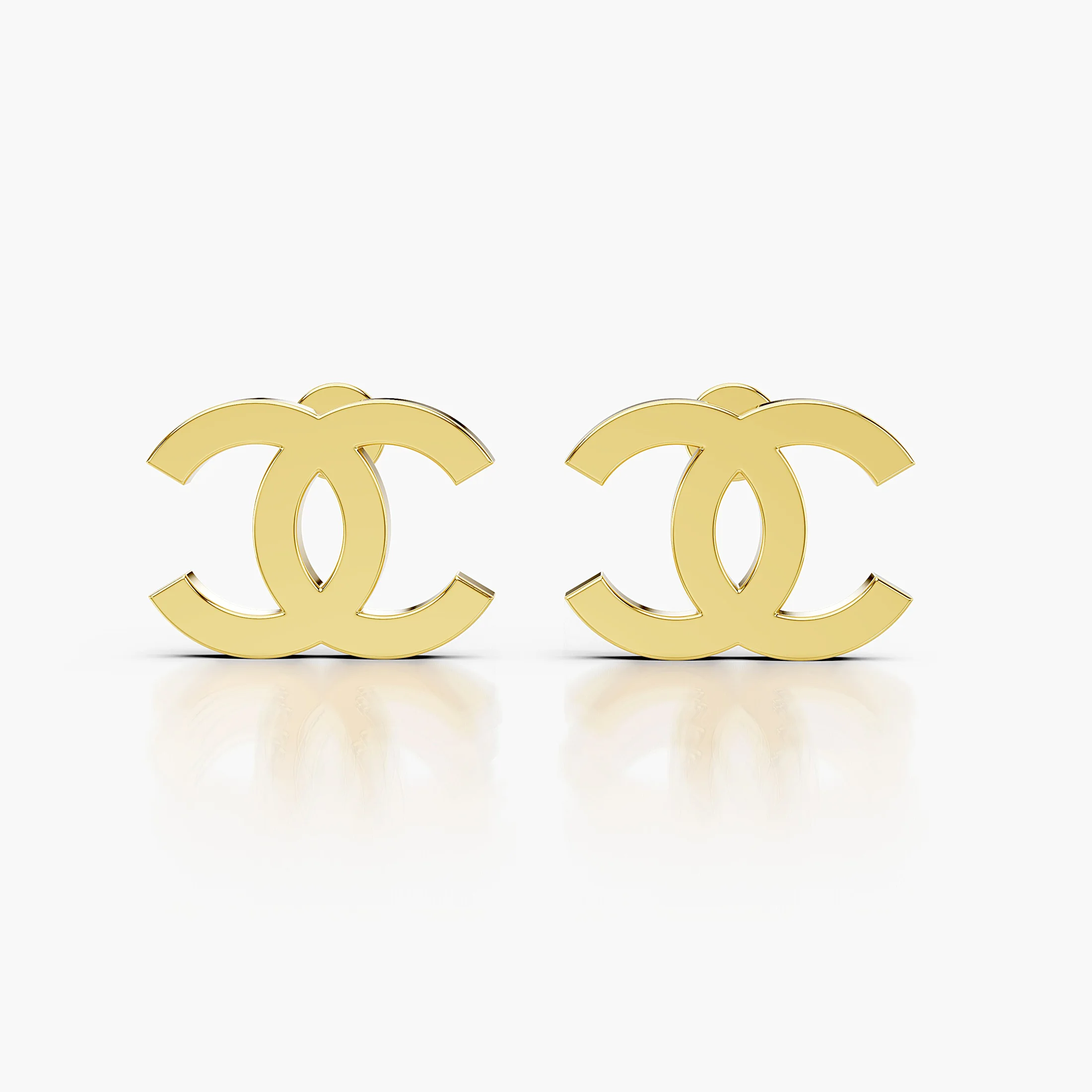 Aurevelle polished plain-gold stud earrings with an openwork interlocking double-curve motif and screw-back closures