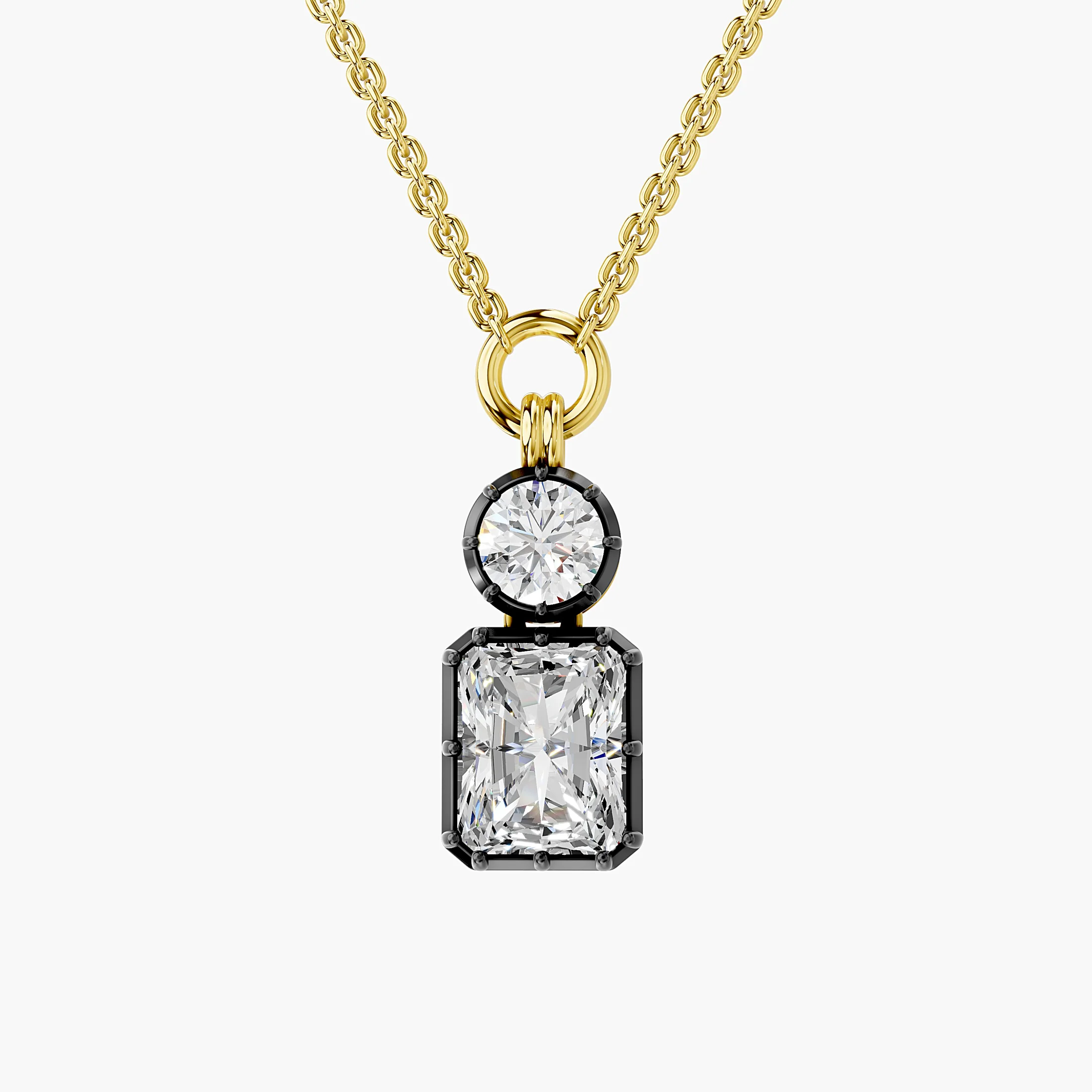 Round and Radiant Two-Stone Diamond Pendant