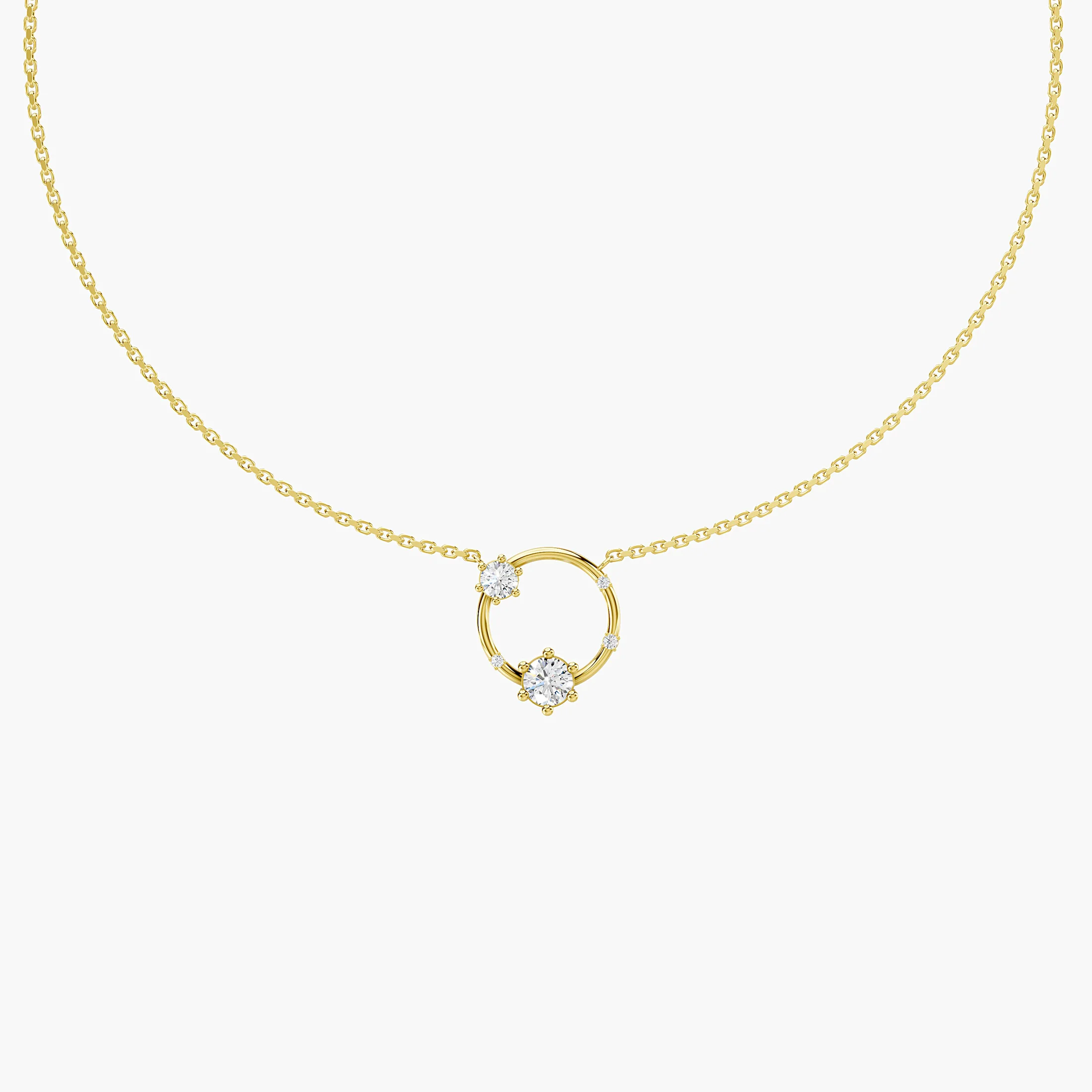 Graduated Diamond Open-Circle Necklace