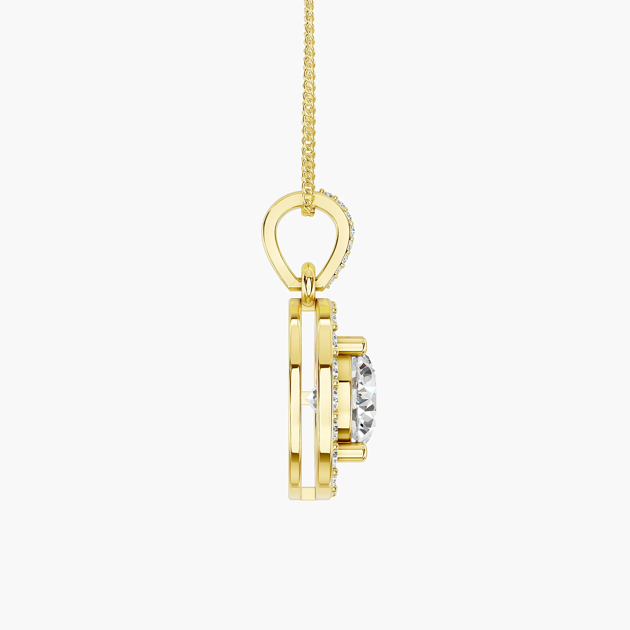 Round Diamond Halo Pendant with Diamond Bail