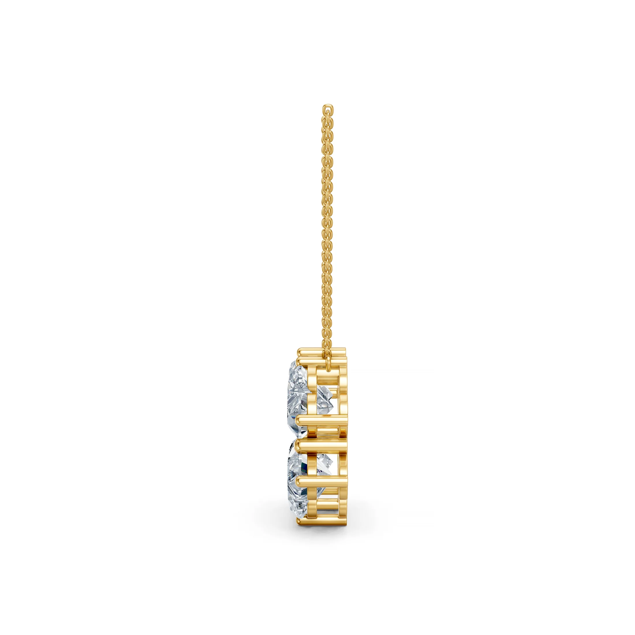 Four heart-shaped diamonds arranged as a clover pendant necklace