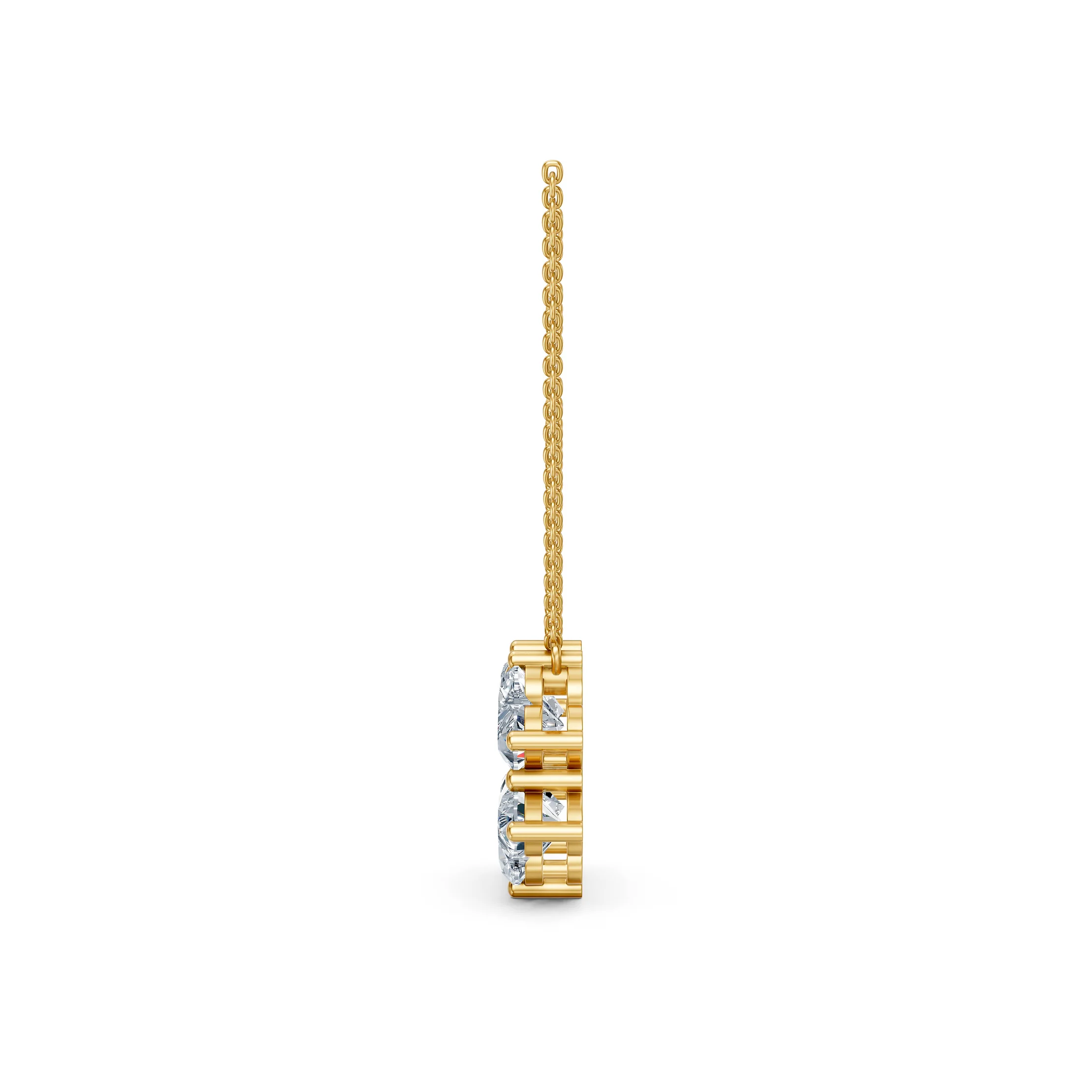 Four heart-shaped diamonds arranged as a clover pendant necklace