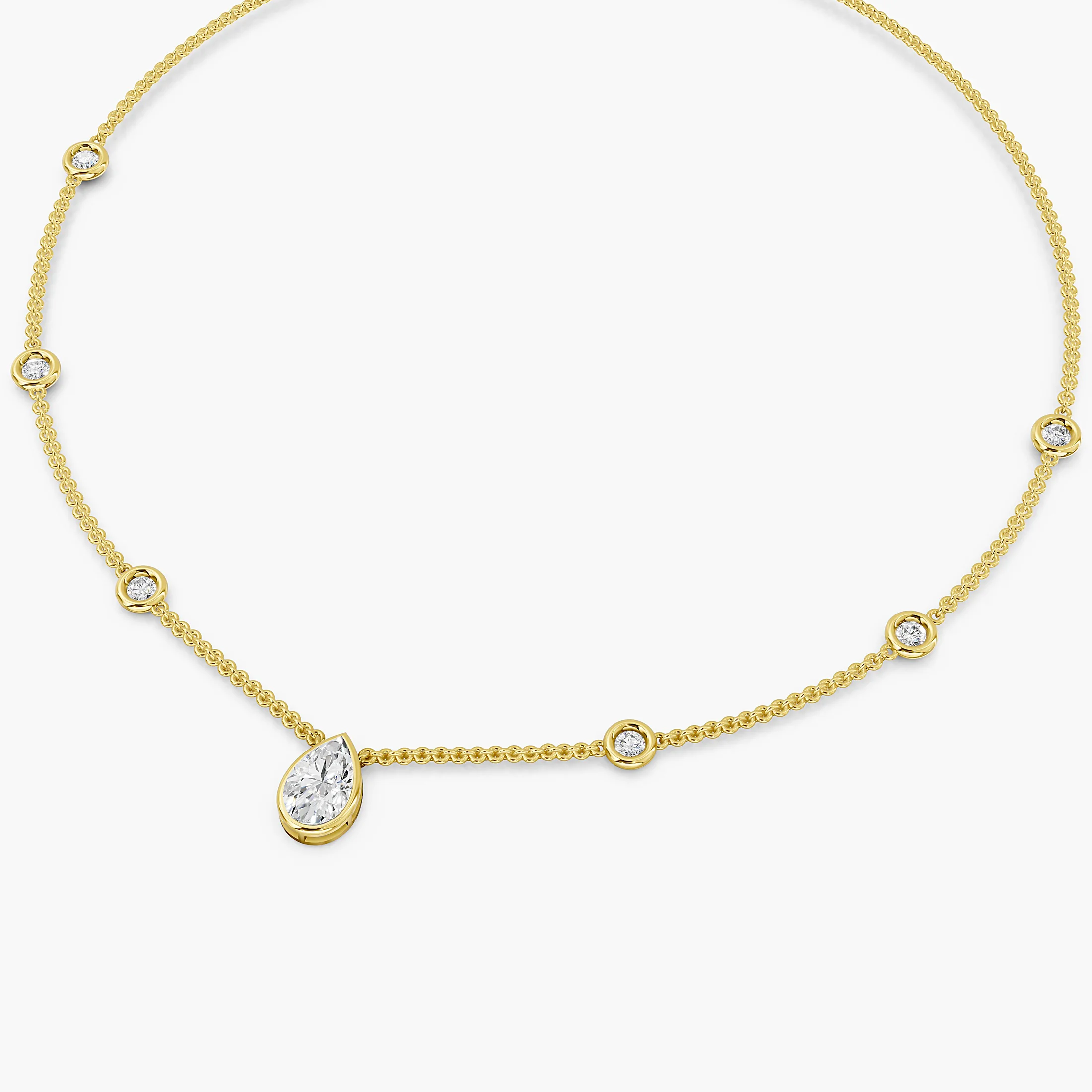 Pear Drop Diamond Station Necklace
