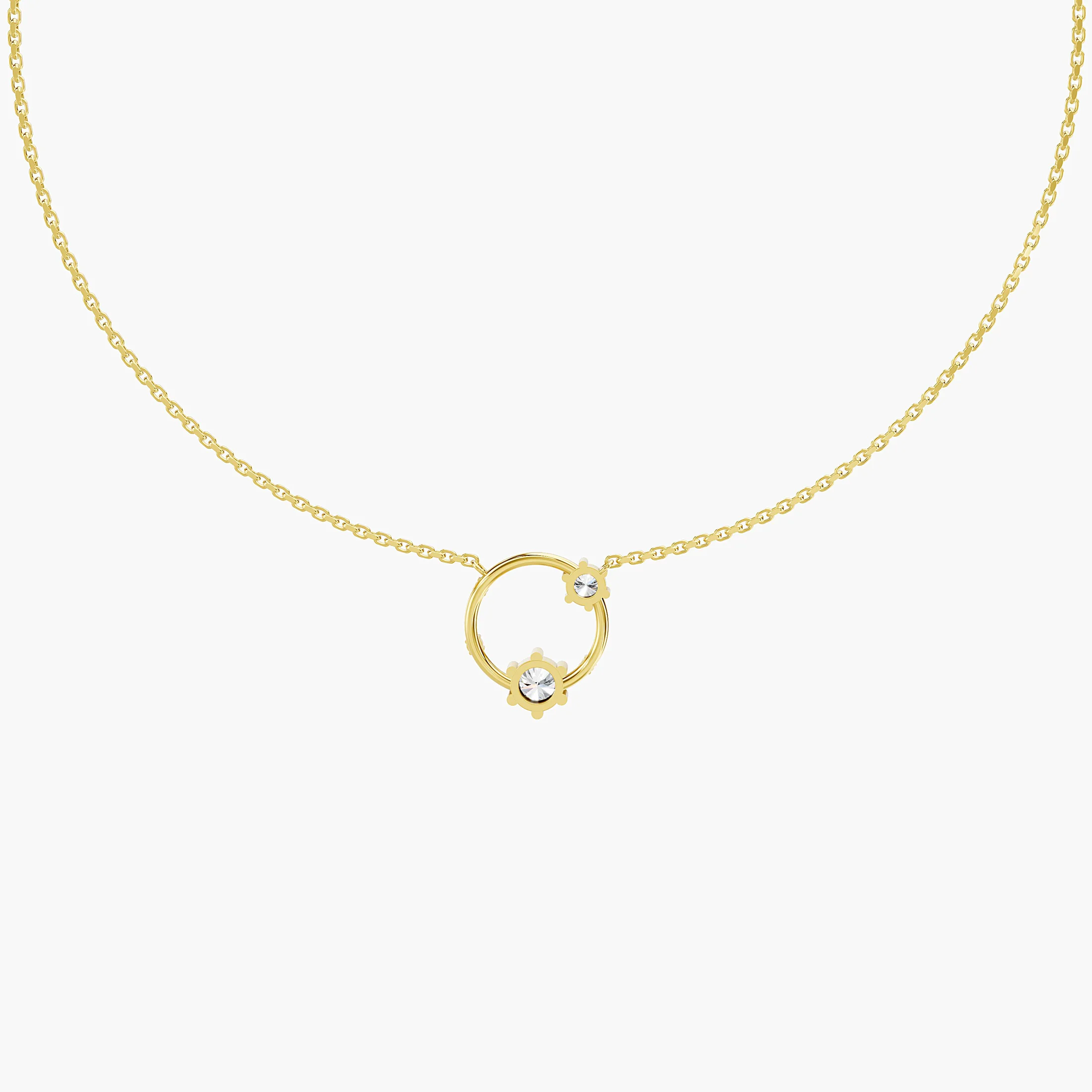 Graduated Diamond Open-Circle Necklace