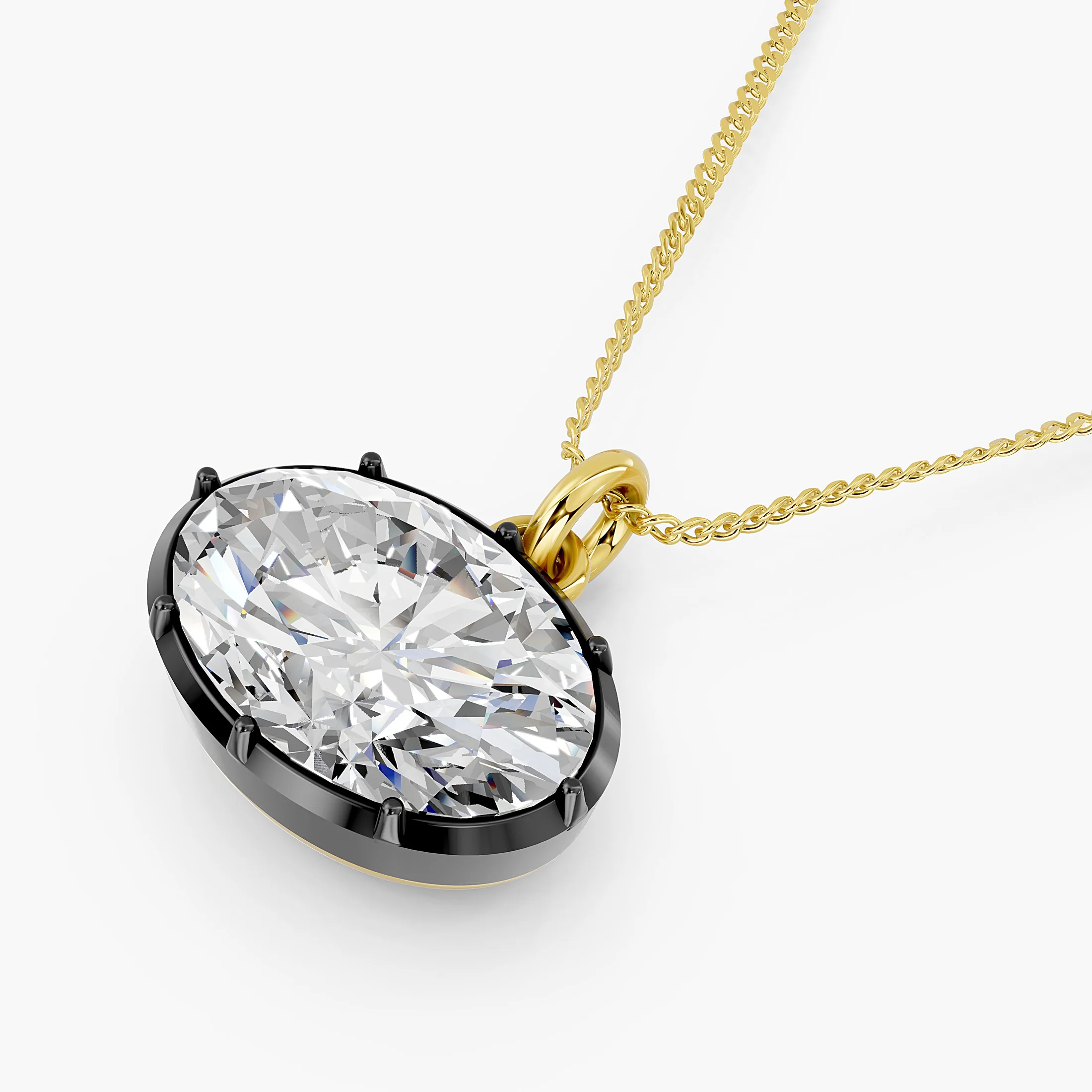 East-West Oval Diamond Bezel Pendant