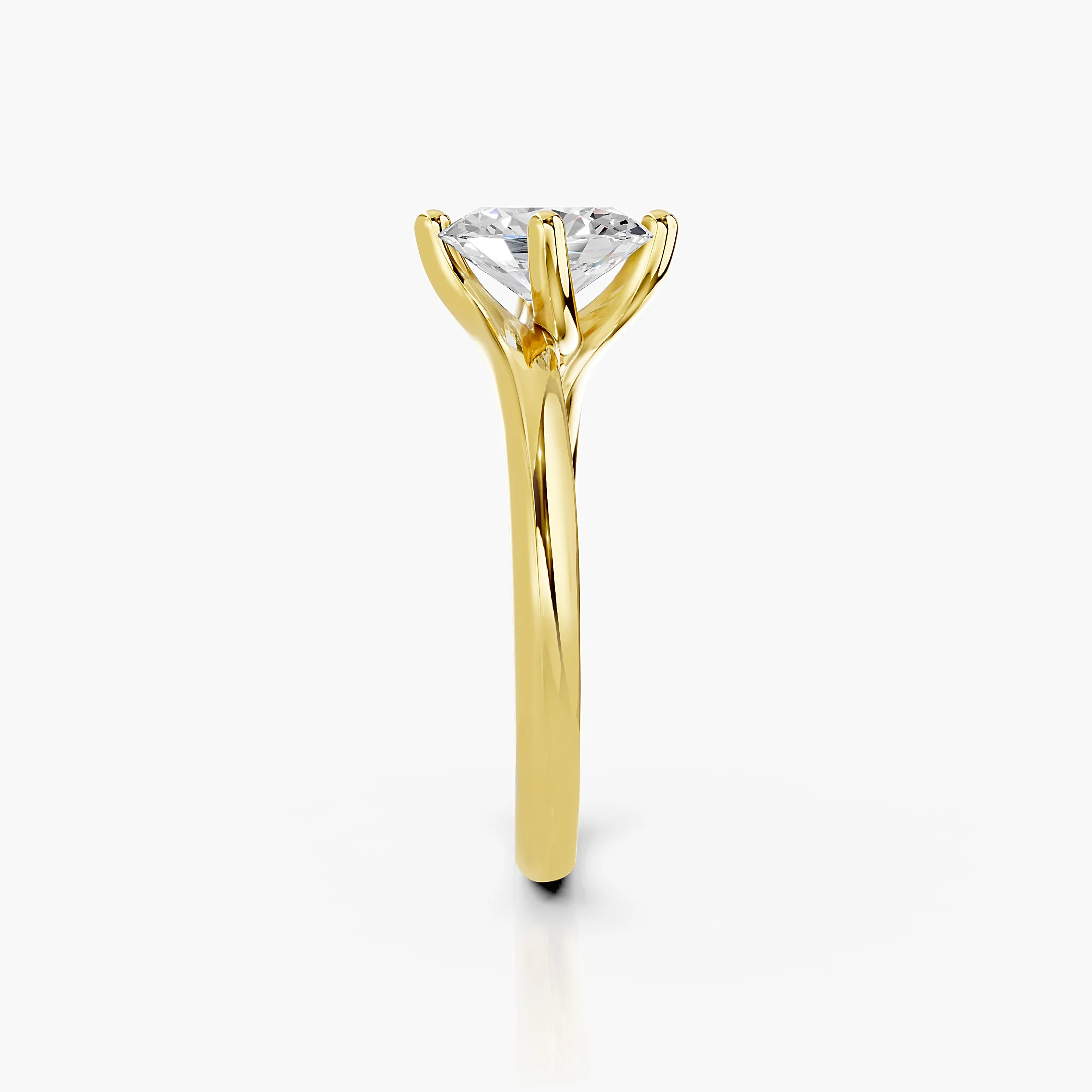 Aveline oval solitaire engagement ring with a four-prong center setting and smooth polished band.