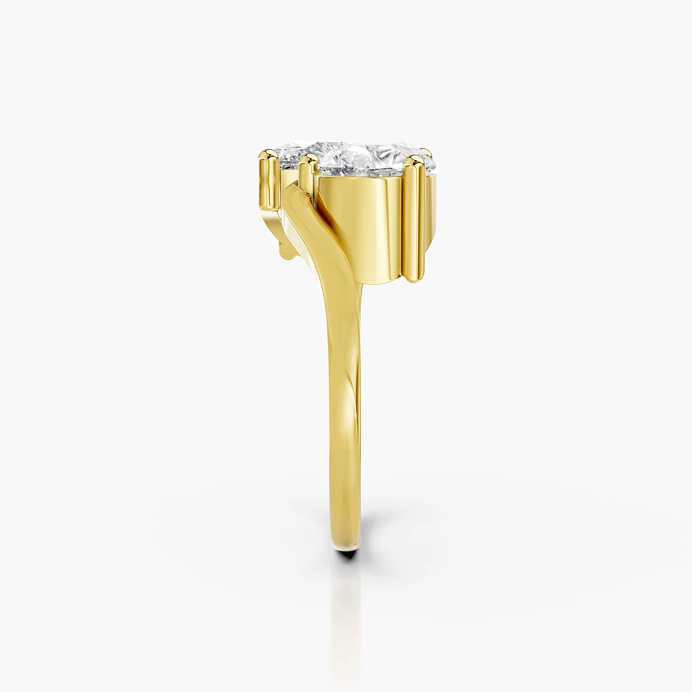 RG042087 pear-shaped Toi Moi two-stone engagement ring in yellow gold, view C
