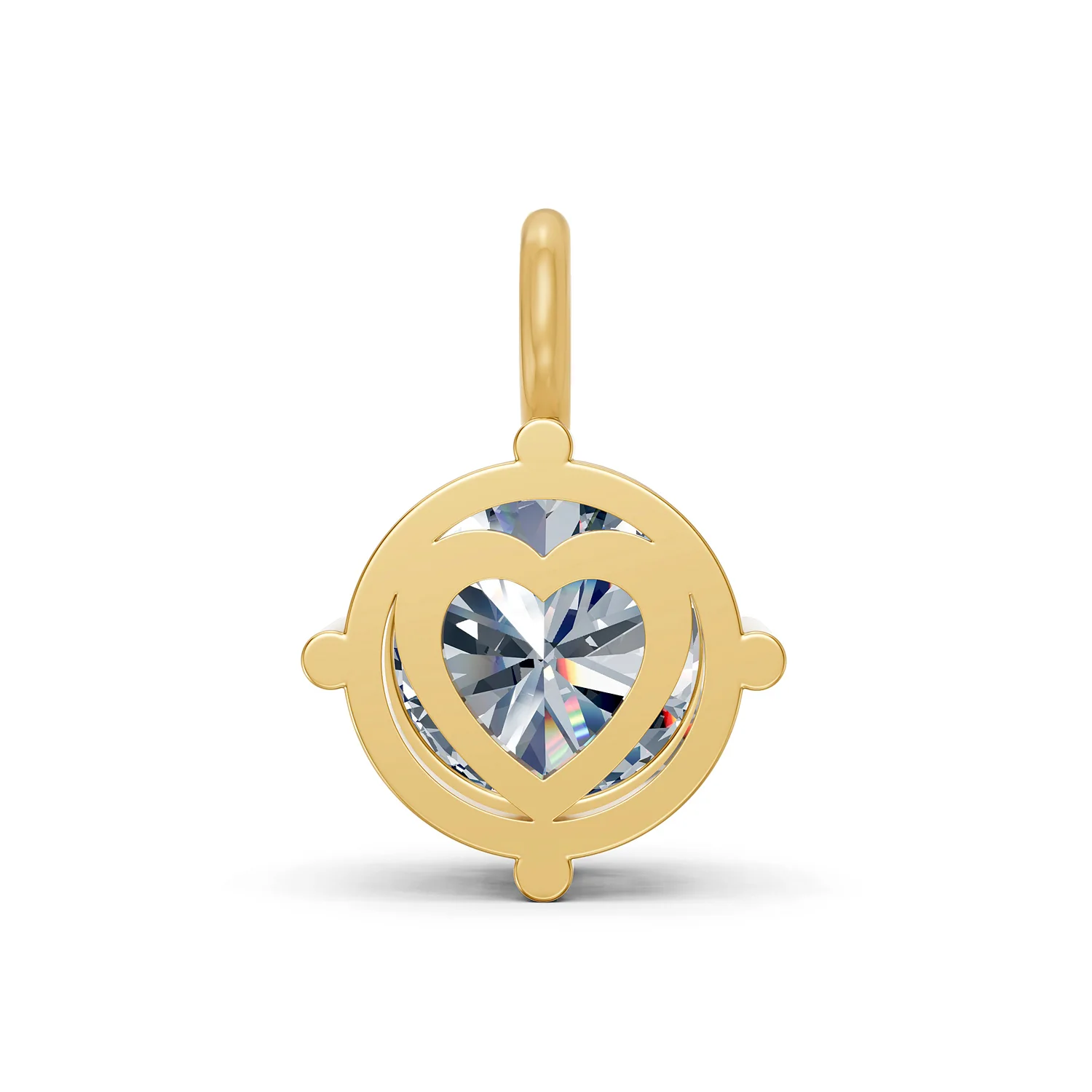 Round solitaire diamond pendant with four-prong setting and polished circular bail