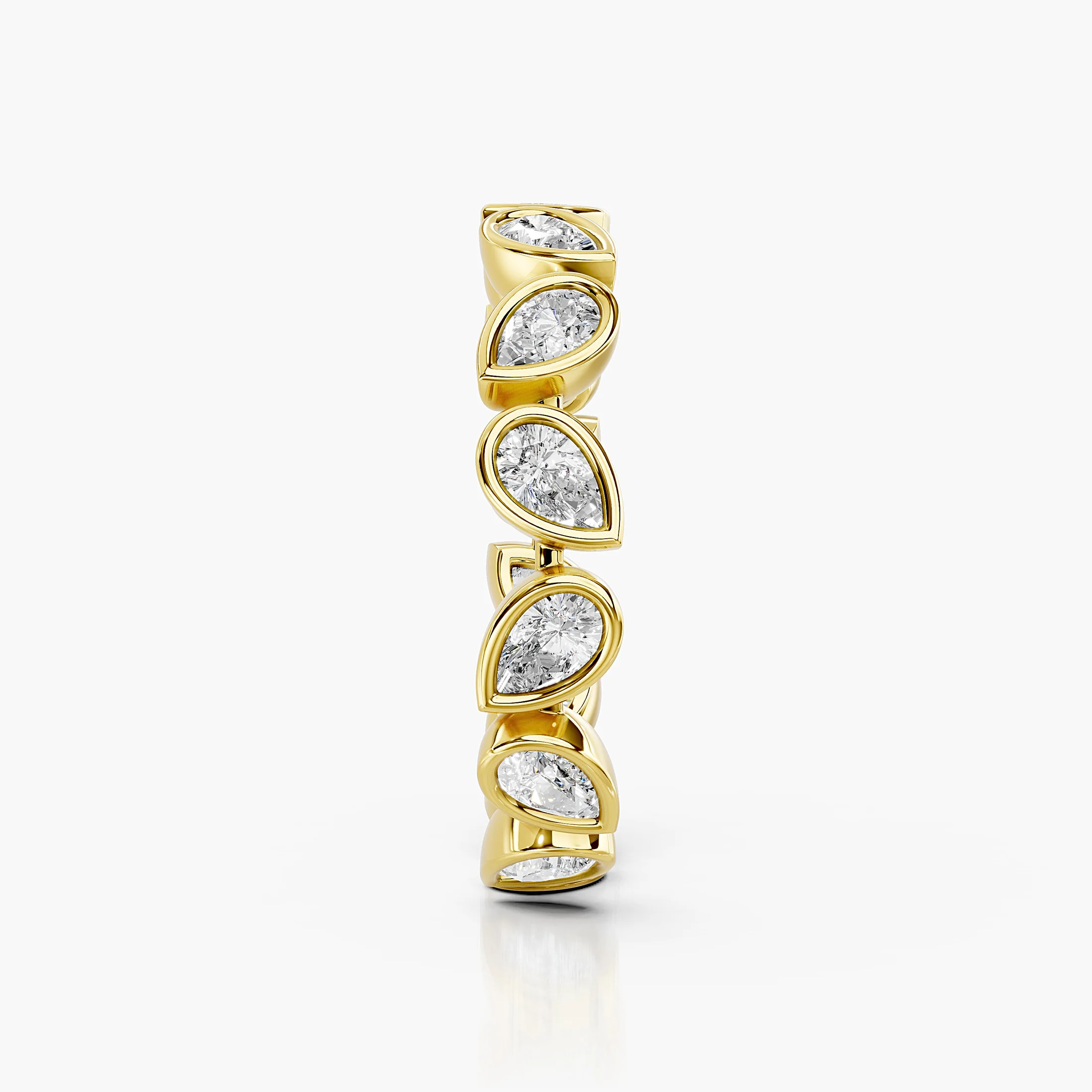 Alternating pear-shaped lab-grown diamond full-eternity ring with sculptural bezel settings