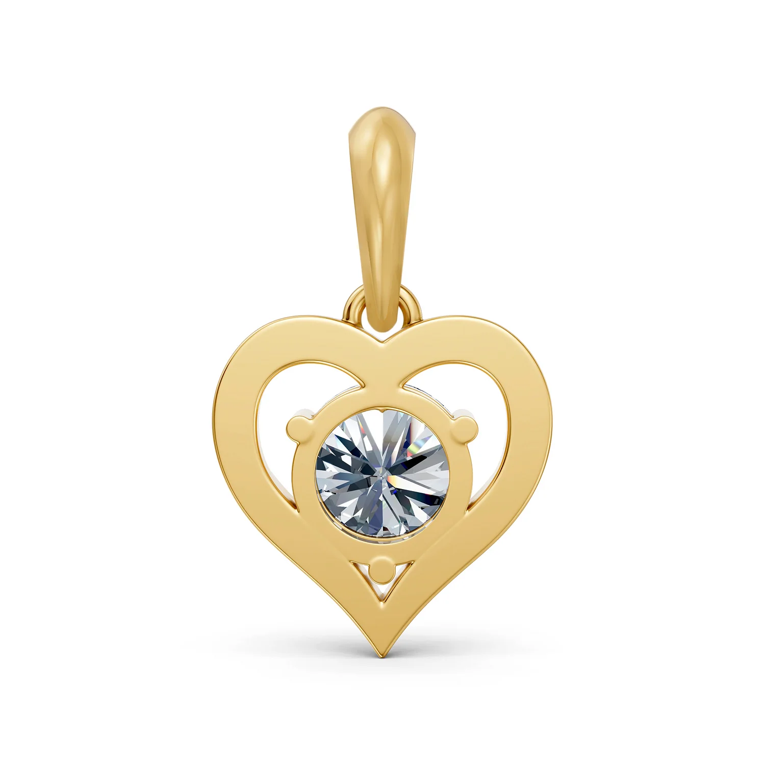 Heart charm with a round centre diamond and pavé accent detailing