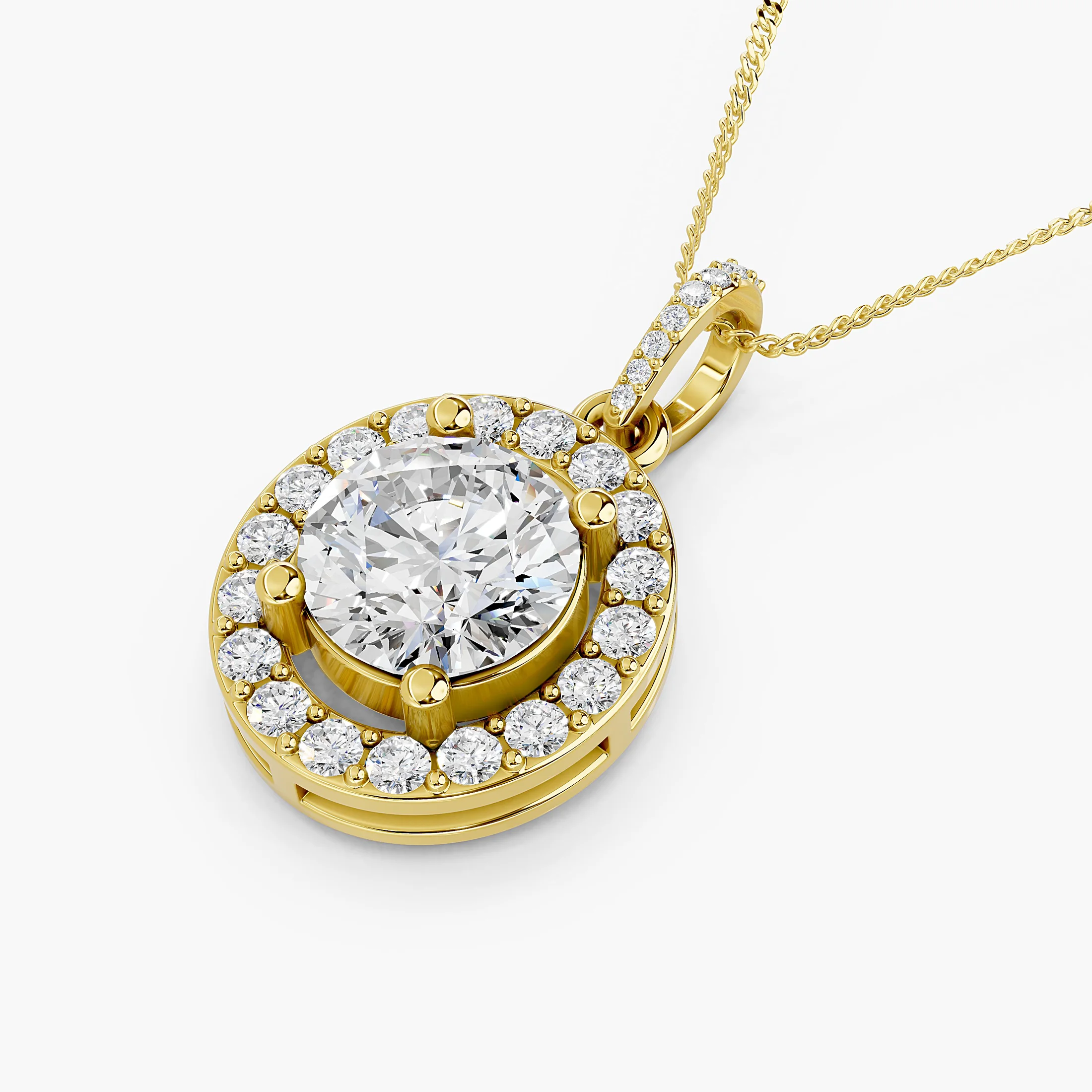 Round Diamond Halo Pendant with Diamond Bail