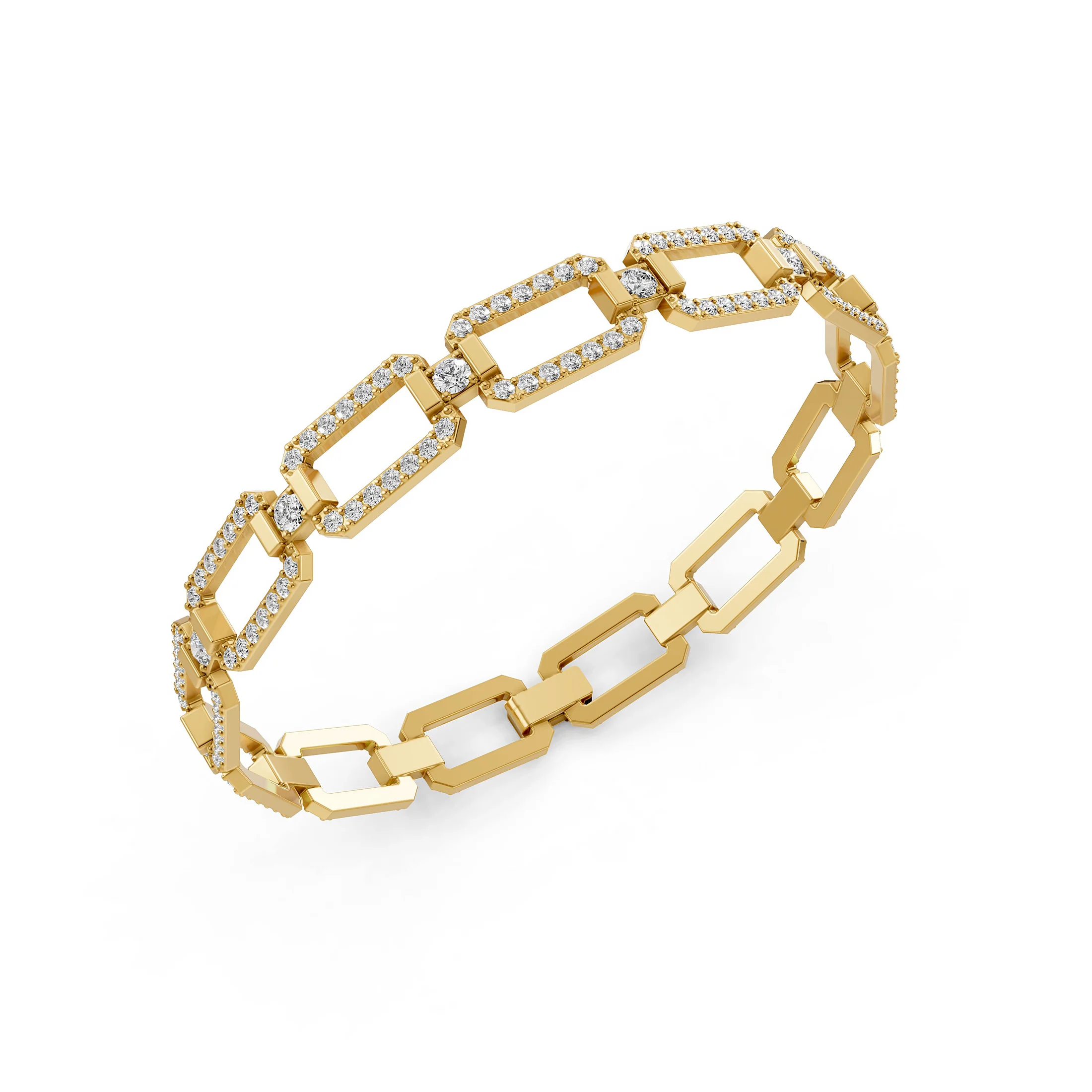 Lattice Rose Gold Diamond Link Bracelet