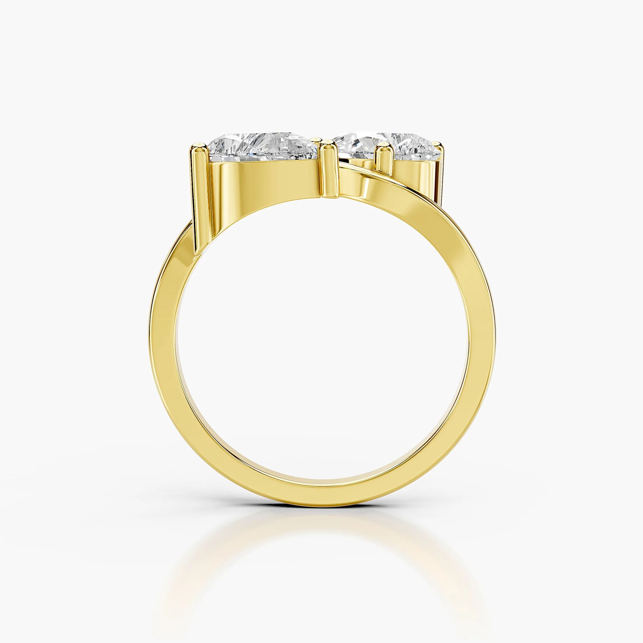 RG042087 pear-shaped Toi Moi two-stone engagement ring in yellow gold, view D