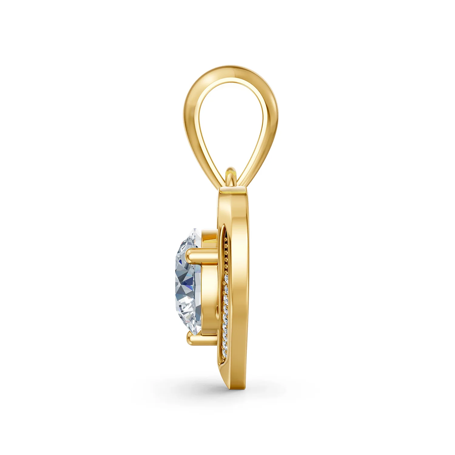 Heart charm with a round centre diamond and pavé accent detailing