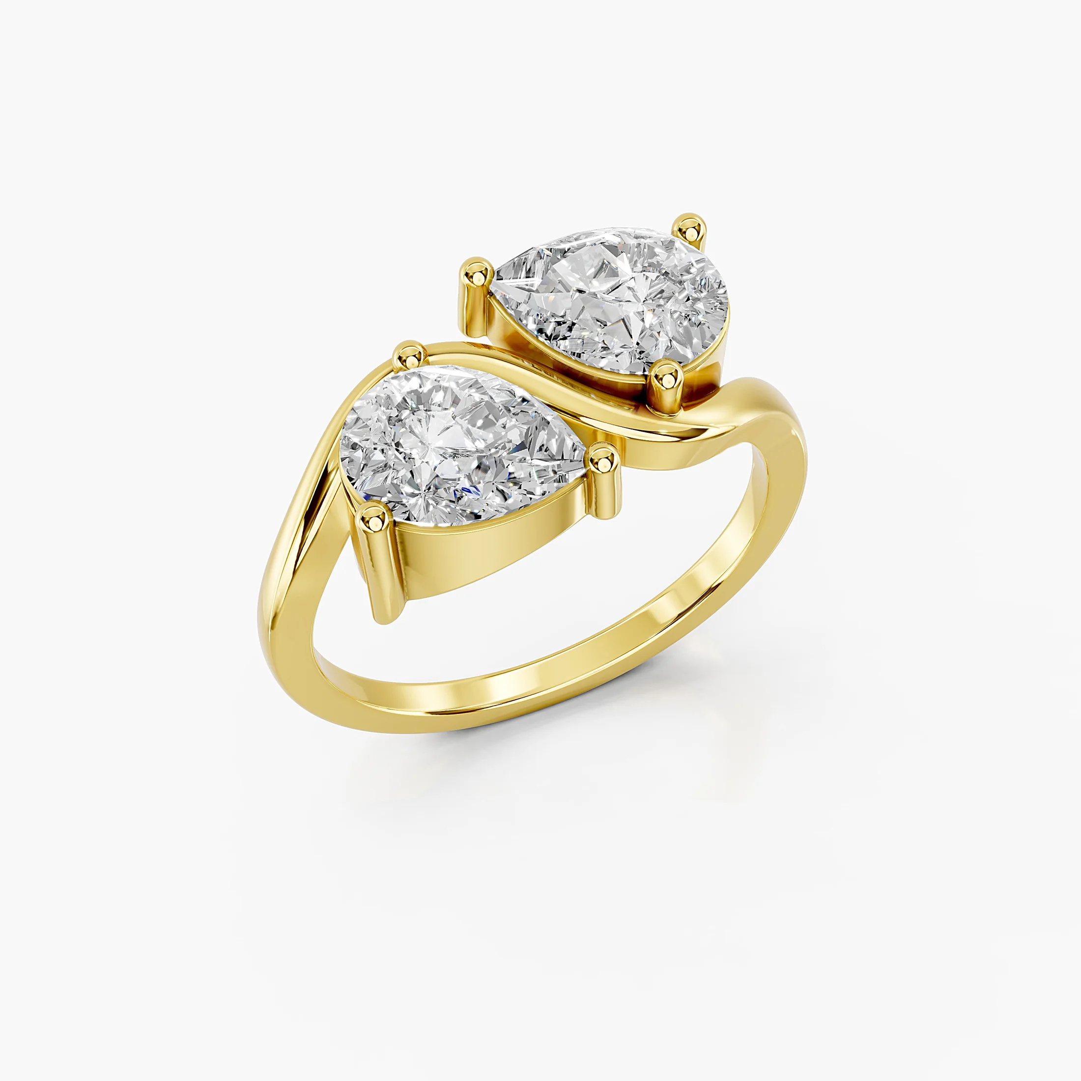 RG042087 pear-shaped Toi Moi two-stone engagement ring in yellow gold, view B