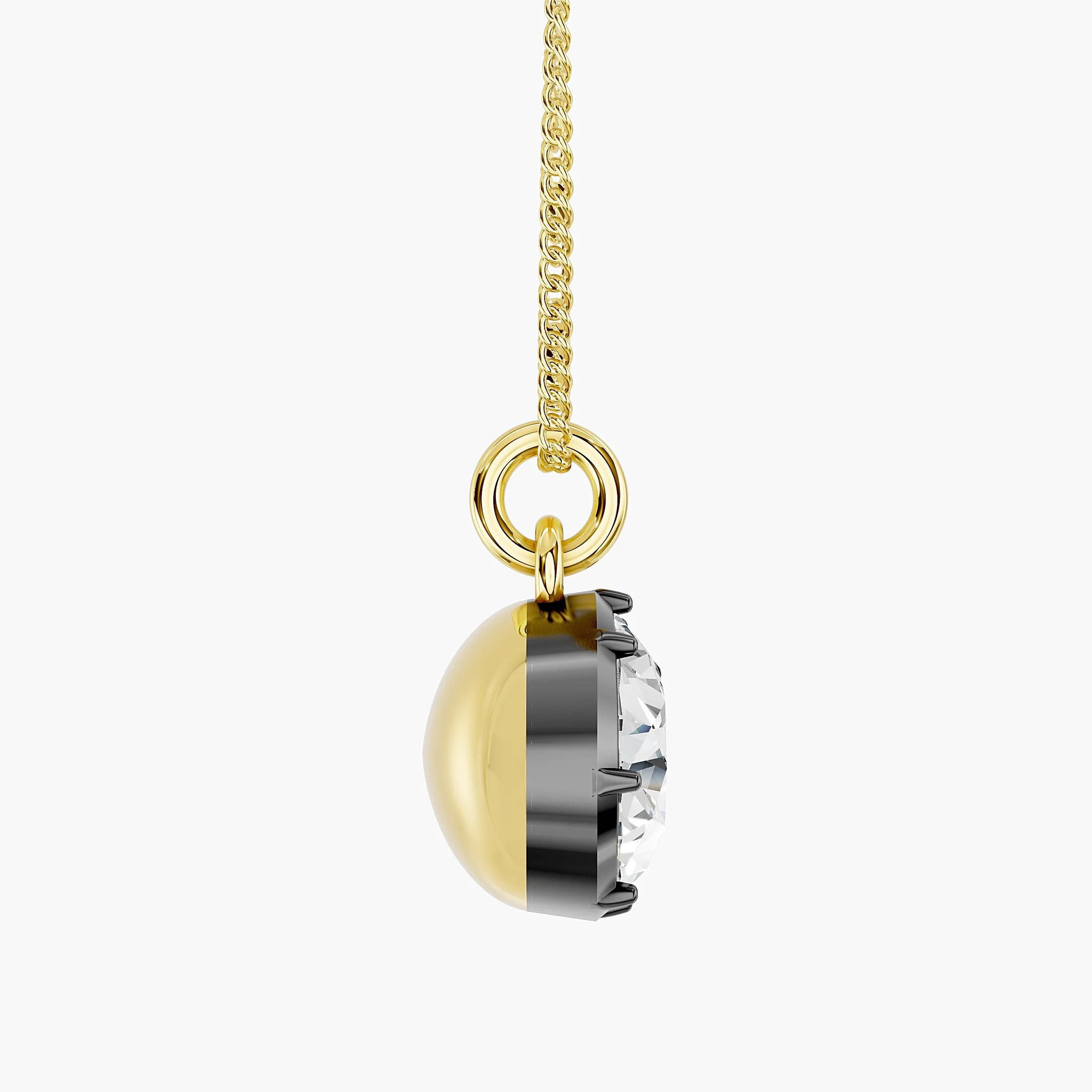 East-West Oval Diamond Bezel Pendant