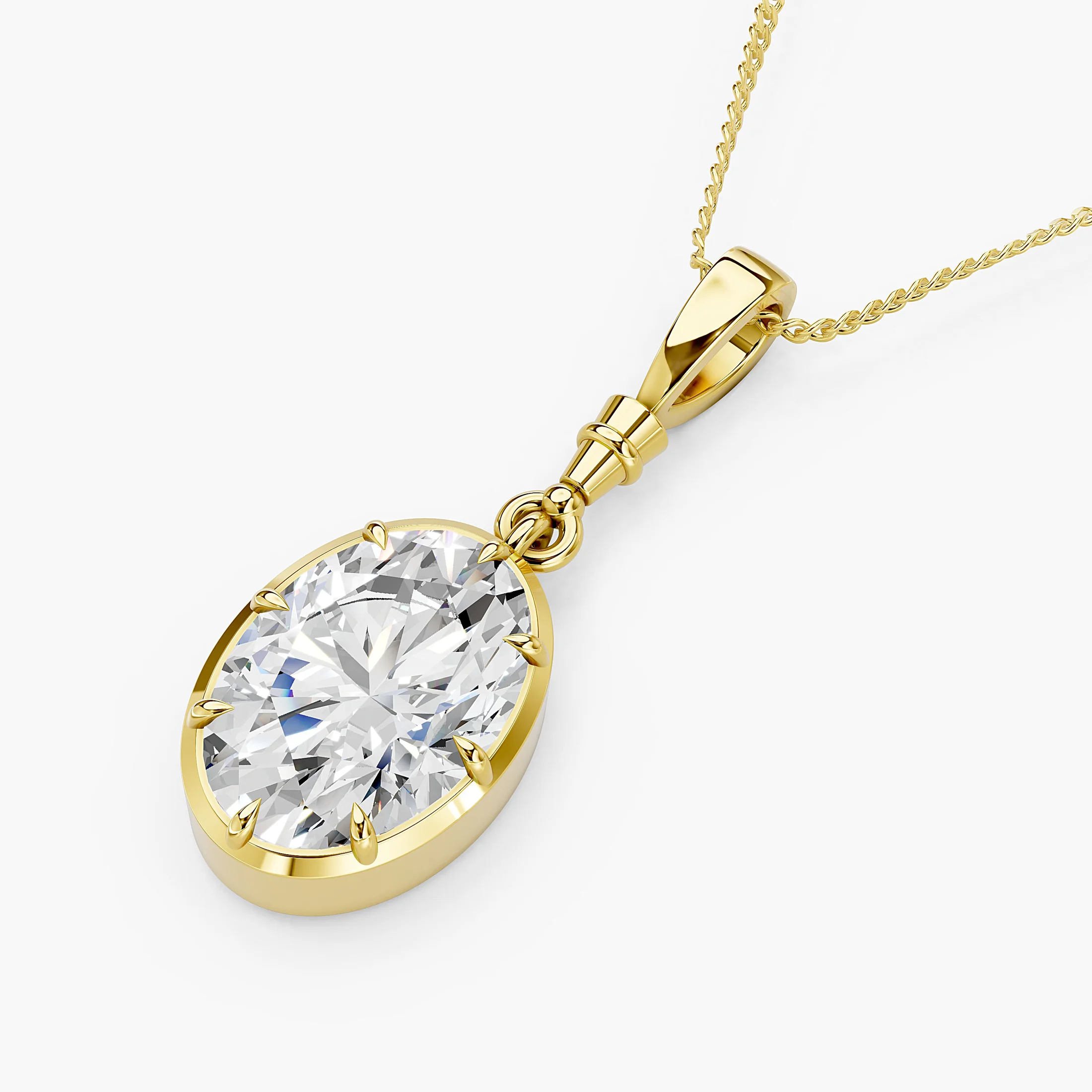 Oval Diamond Framed Solitaire Pendant