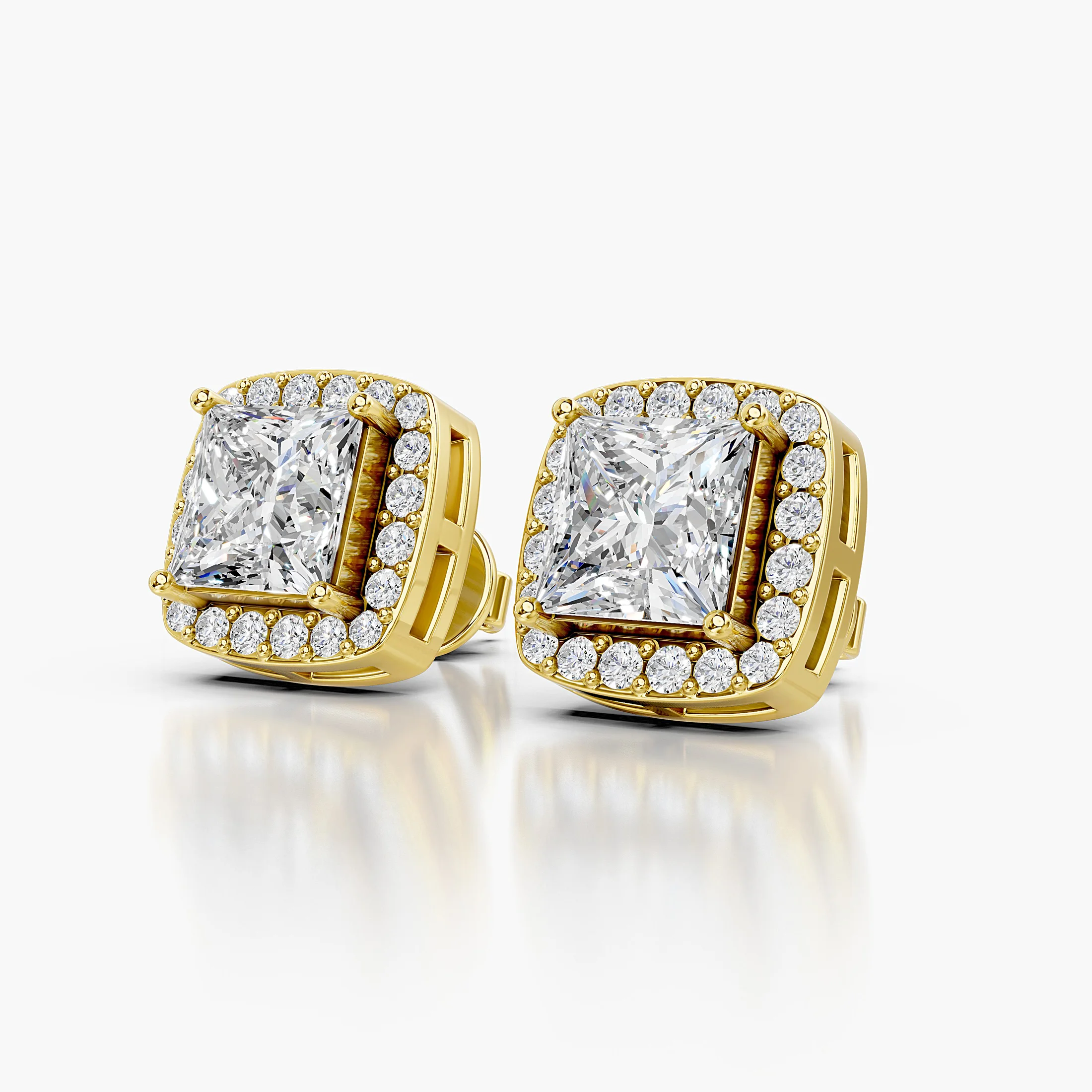  Princess Halo Stud Earrings jewellery