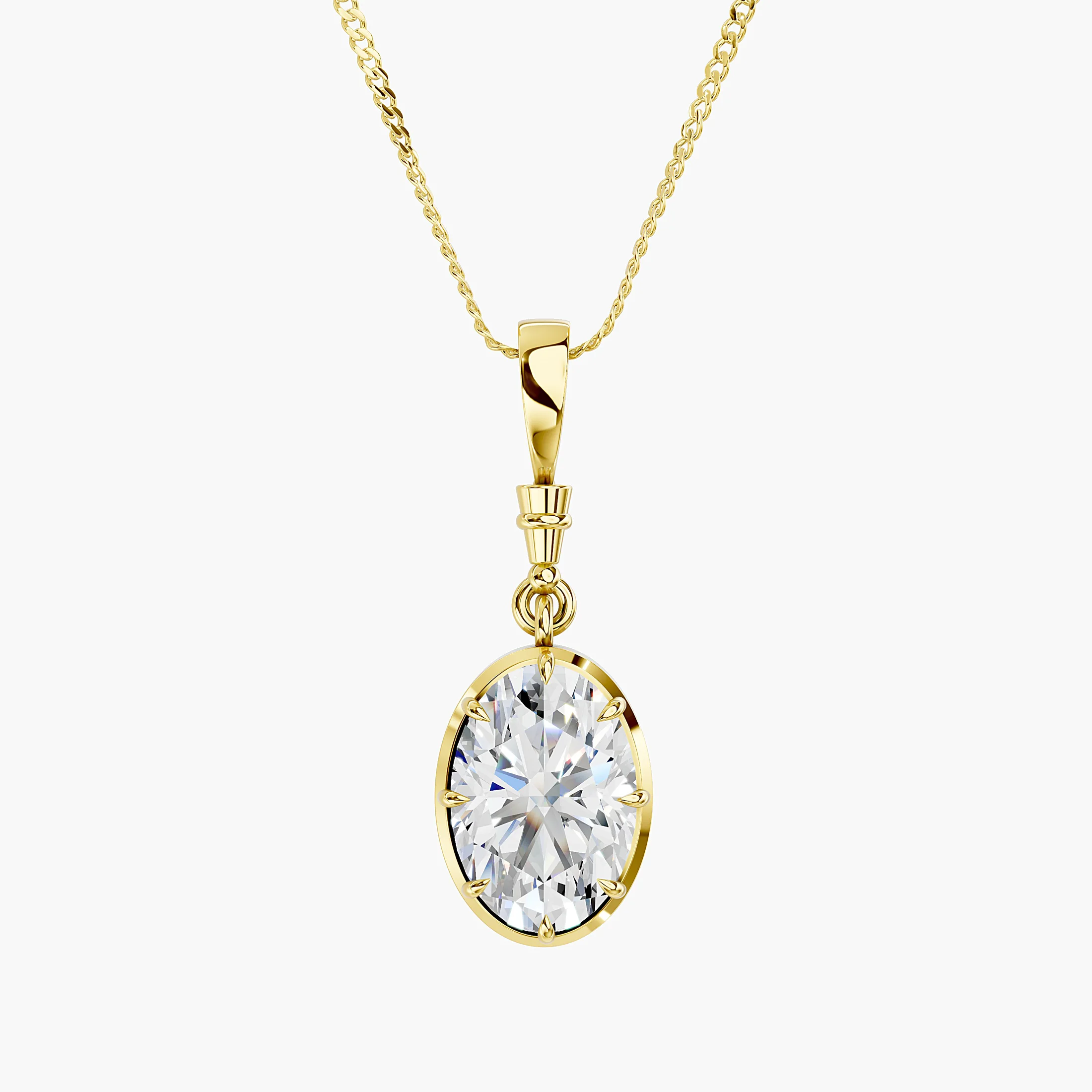 Oval Diamond Framed Solitaire Pendant